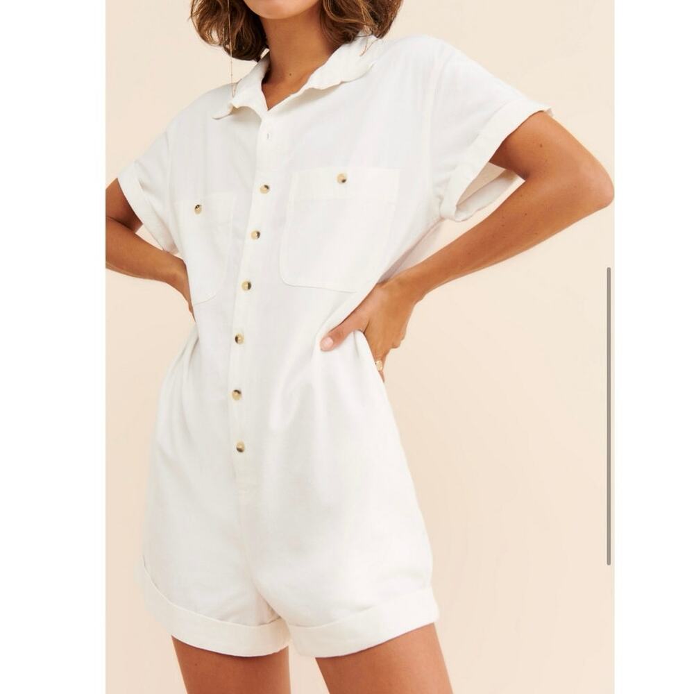 ROLLA’S Horizon Playsuit Romper in Vintage White One Piece Shortall - Sz Medium